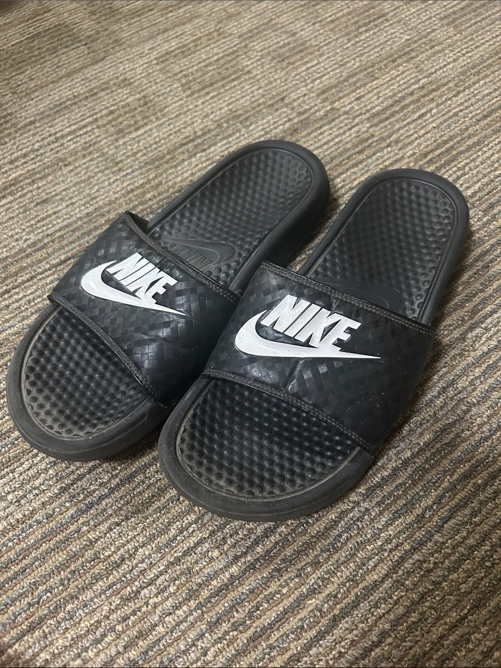 Nike Black Slide Sandals with White Logo